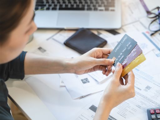 Person looking at credit cards