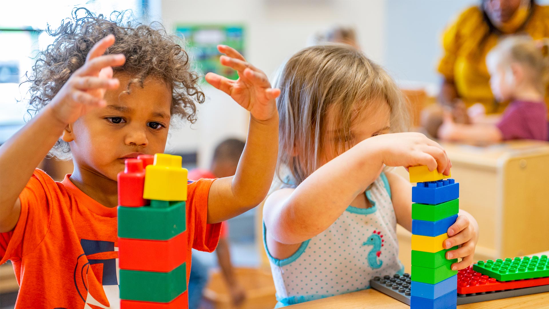 Children playing with blocks