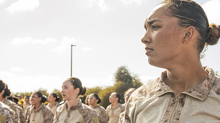 Marine recruits training