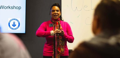 woman speaking to group