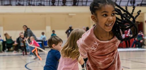children playing tug of war