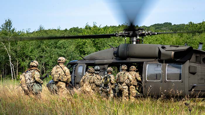 reserve members approaching black hawk