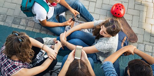 Teens talking in circle