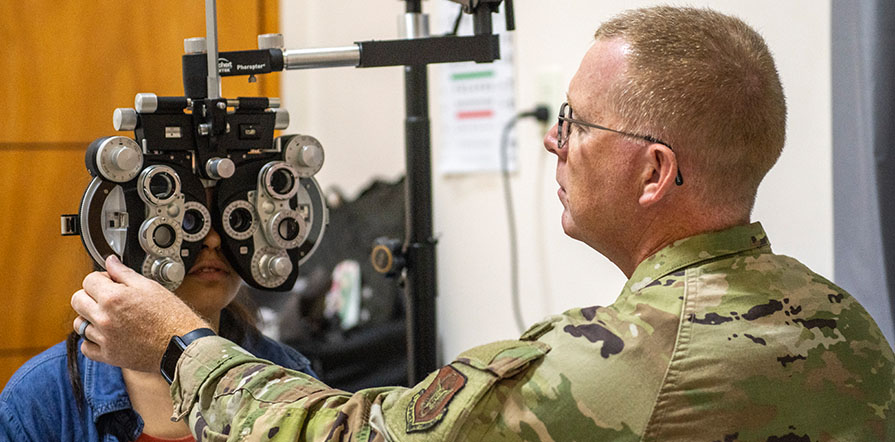 Person receiving eye exam