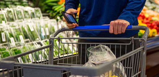 Grocery cart with produce