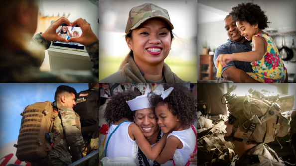 image collage of service members and families