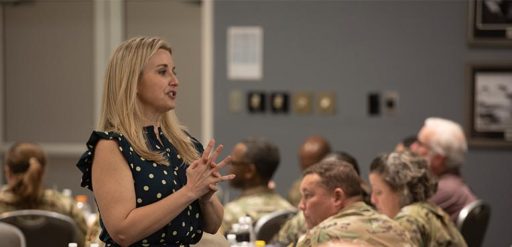 speaker talking to service members