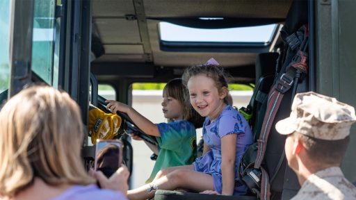 Students tour inside of rescue vehicle