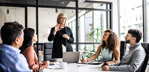 woman speaking in meeting