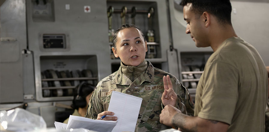 service members work in disaster response