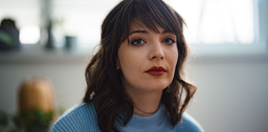 woman looking at camera