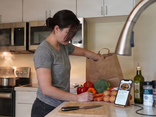 Woman prepping food