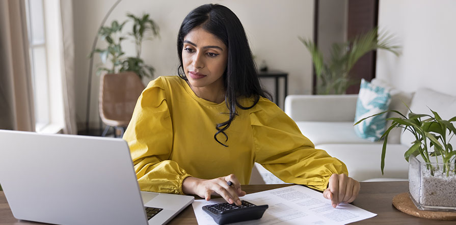 woman working on finances