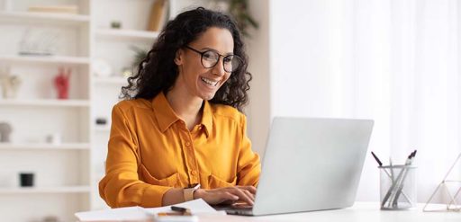 woman working on laptop