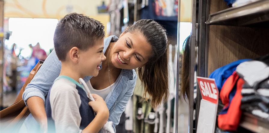 mother and son shopping sale