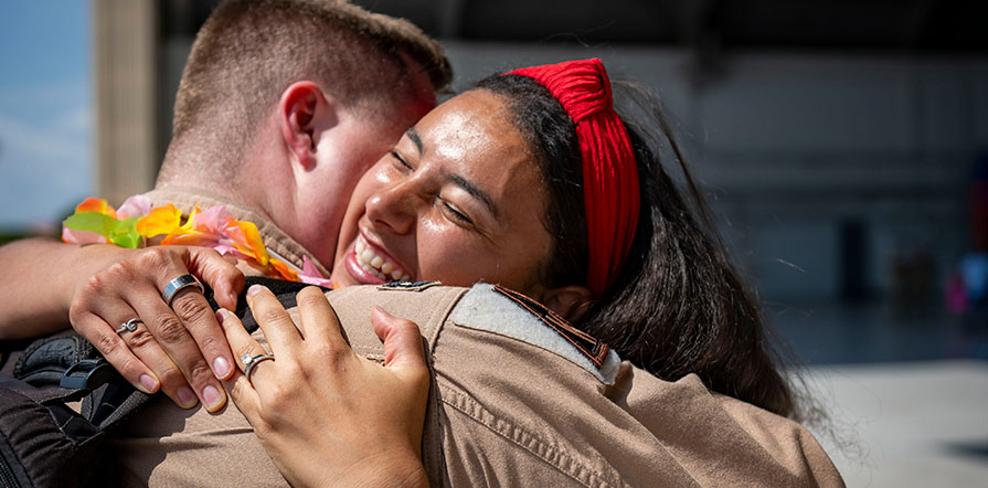 service member reuniting with spouse