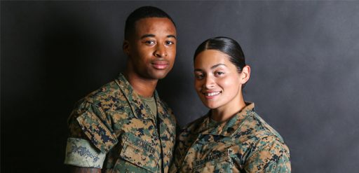 married service members posing