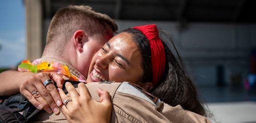 service member reuniting with spouse