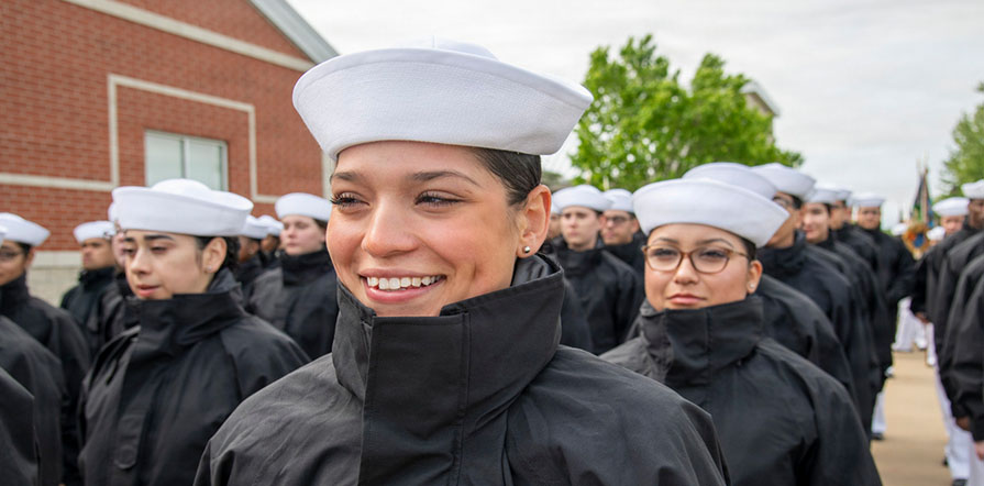 service members stand in formation