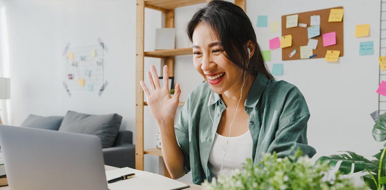woman on video call