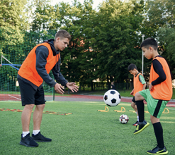 children playing soccer