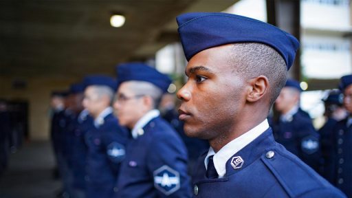 Training instructors in line for uniform inspection