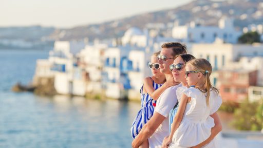 parents and kids on vacation