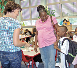 parent and school liaison chatting