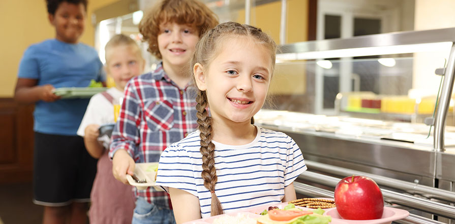 students in school lunch line