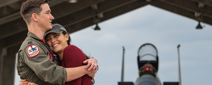 Military couple spending time together