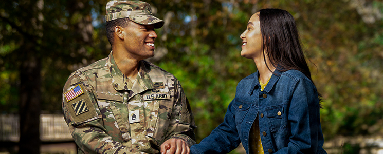 Military couple spending time together