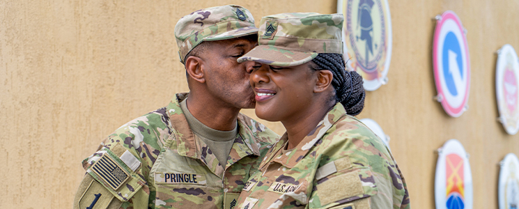 Military couple spending time together